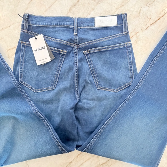 RE/DONE Jeans 90s High Rise Loose Straight Leg Button Fly Deep Faded Blue 27 NWT - Picture 6 of 10